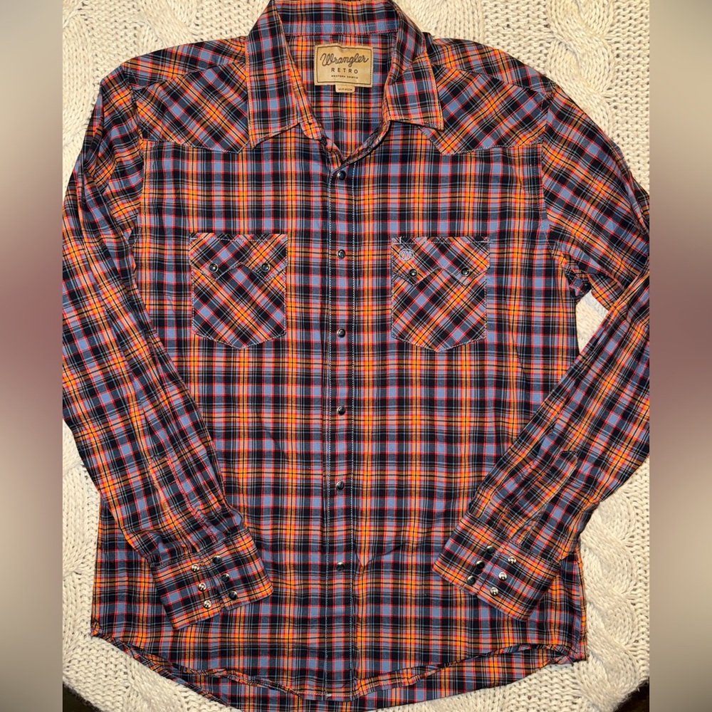 Wrangler retro western long sleeve plaidโ menโs shirt